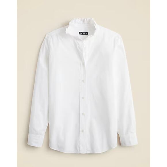 J Crew Jules Ruffle Collar Shirt 12 White NWT Blouse Top CN523 J.Crew Prep - Picture 4 of 5